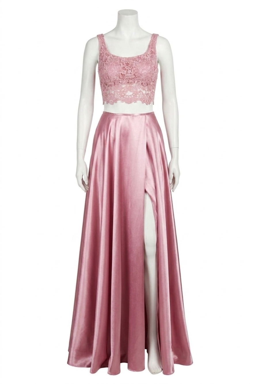 NEW SHERRI HILL two-piece silk satin casual dress in rose